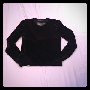 Black Ellen Tracy Velvet Long Sleeve Shirt